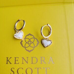 Kendra Scott Ari Heart Gold Ivory Pearl Earrings New